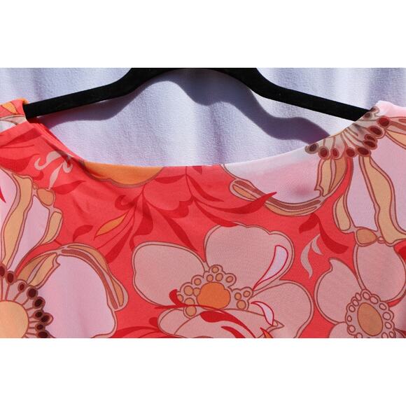 Sag Harbor Shirt Womens 14 Floral SHEER Line Short Sleeve Shoulder Pad - Picture 5 of 6